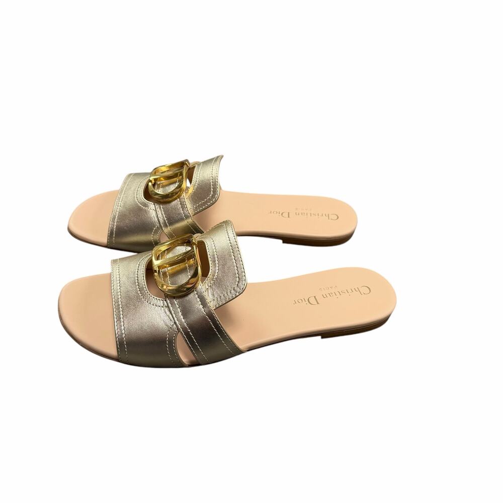 NEW Christian Dior 30 Montaigne Slide Sandal Platinum Gold Womens 38.5 / US 8.5 - Picture 5 of 13